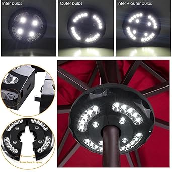 24 Led Sonnenschirm Lampe Wireless Garten Licht Batterie Powered Outdoor Balkon Umbrella Pole Lights Pole Montiert 3 Modus Dimmschalter Fur Umbrella Camping Zelt Licht Bbq Oder Spielkarten Amazon De Beleuchtung
