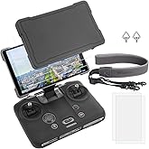 for DJI Mavic 4 RC Pro 2 Remote Control Silicone Case Sleeve/Controller Screen Protector & Adjustable PU Neck Strap & Standard Lanyard Screw Accessories (Lanyard+Tempered Film+Silicone case)