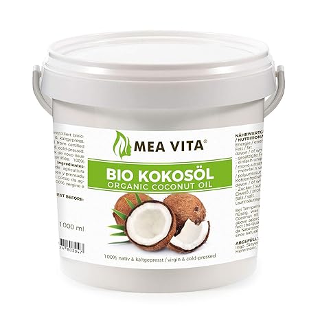 MeaVita Bio Kokosöl, nativ, 1er Pack (1 x 1000 ml) im Eimer