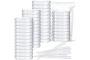 ECALLY 200 Pcs Plastic Sterile Petri Dishes with Lid 90 mm x 15 mm Deep Sterile Container with 200 3ml Plastic Transfer Pipettes Culture Plates for Lab Experiment School Science Projects Microbiology Studies