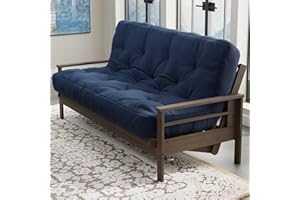 Loosh Home | 8" Full Size Futon Sofa Bed Foam Mattress - USA Made, Navy, No Frame