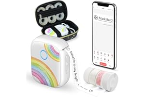 MARKLIFE Label Maker with Case - Mini Bluetooth Label Printer 4 Labels Portable Thermal Sticker Machine for Storage Barcode Office Home Labelmaker (Color, 1 Printer+4 Tapes+Case)