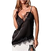 Milumia Women's Lace Camisole Top V Neck Spaghetti Strap Rave Party Cami Tops