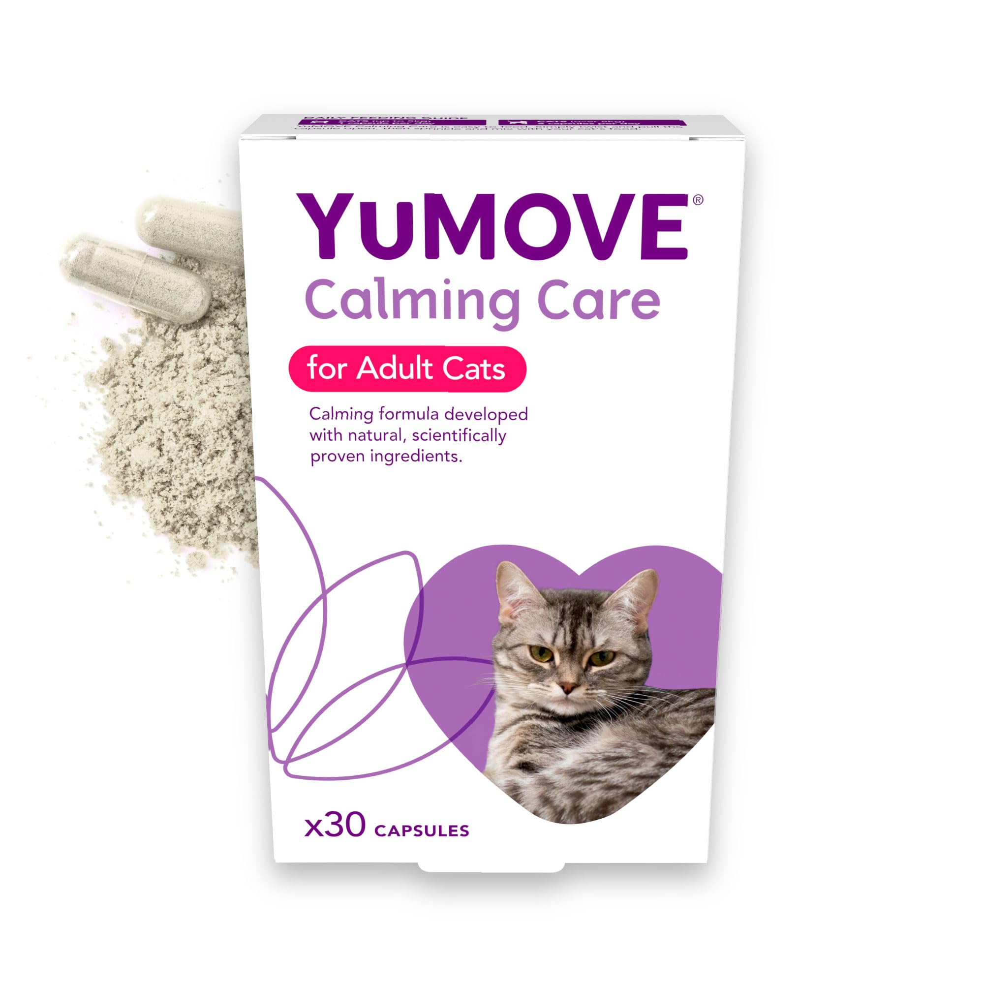YuMOVE Calming Care Cats Tasty Treats Supplements, Anxiety Relief Calming Tablets for Cats who are Stressed or Nervous, Adult Cat, 30 Capsules