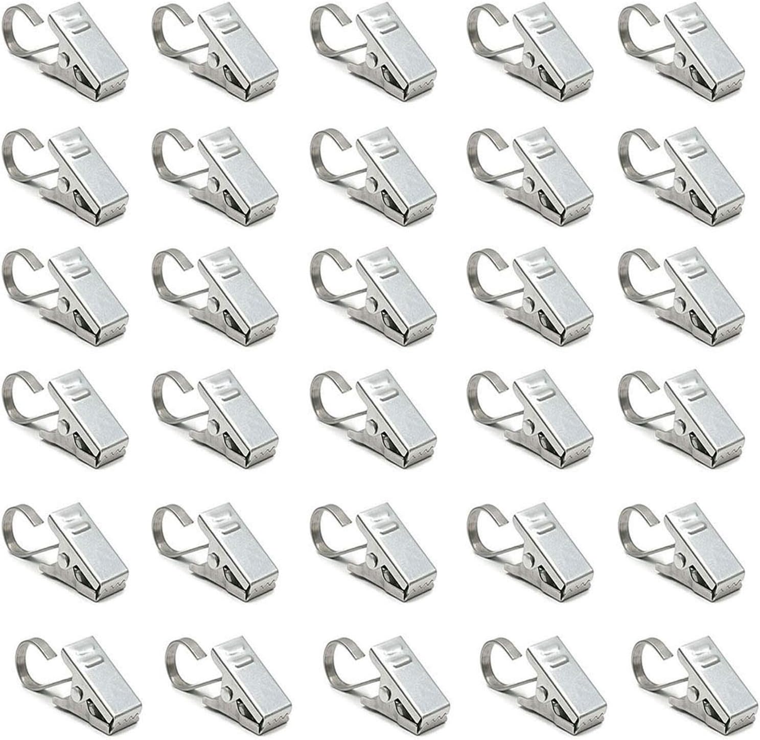 Goiio 30 Pack Curtain Clips, Stainless Steel Curtain Clips