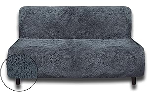 Snugglesinto Plush Couch Cover for Sofa and Furniture, Water Resistant Slipcover, Non-Slip, Easy-to-Install, Prefect for Kids,Dogs,Cats.(Noble Grey, Futon)