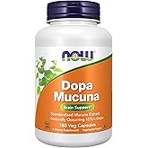 NOW Foods Supplements, DOPA Mucuna, Standardized Mucuna Extract with Naturally Occurring 15% L-Dopa, 180 Veg Capsules