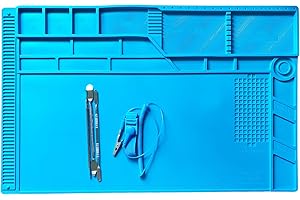 IQIETOY Magnetic Silicone Soldering Mat Larger solder pad 21.6 x 13.8 Inches with Anti-static wrist Strap Repair Mat for Workbench Protenction - Heat Resistant 932°F