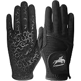 FINGER TEN Horse Riding Gloves for Women with Extra Grip | Summer Equestrian Horseback Gloves for Ladies, Silicone Palm Enhanced Grip, Breathable Flexible Snug Fit, Black Pink Purple