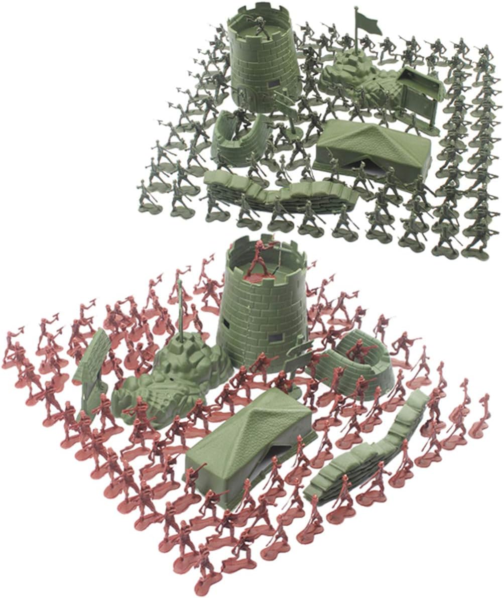 TOYANDONA 200pcs Men Action Figures, Mini Soldier Model Toys Plastic Military Men Figures Soldier Toy for Kids (Red+Green)