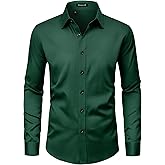 ROUWELL Men’s Wrinkle Free Dress Shirts Regular Fit Long Sleeve Non Iron Business Casual Wedding Stretch Button Down Shirt