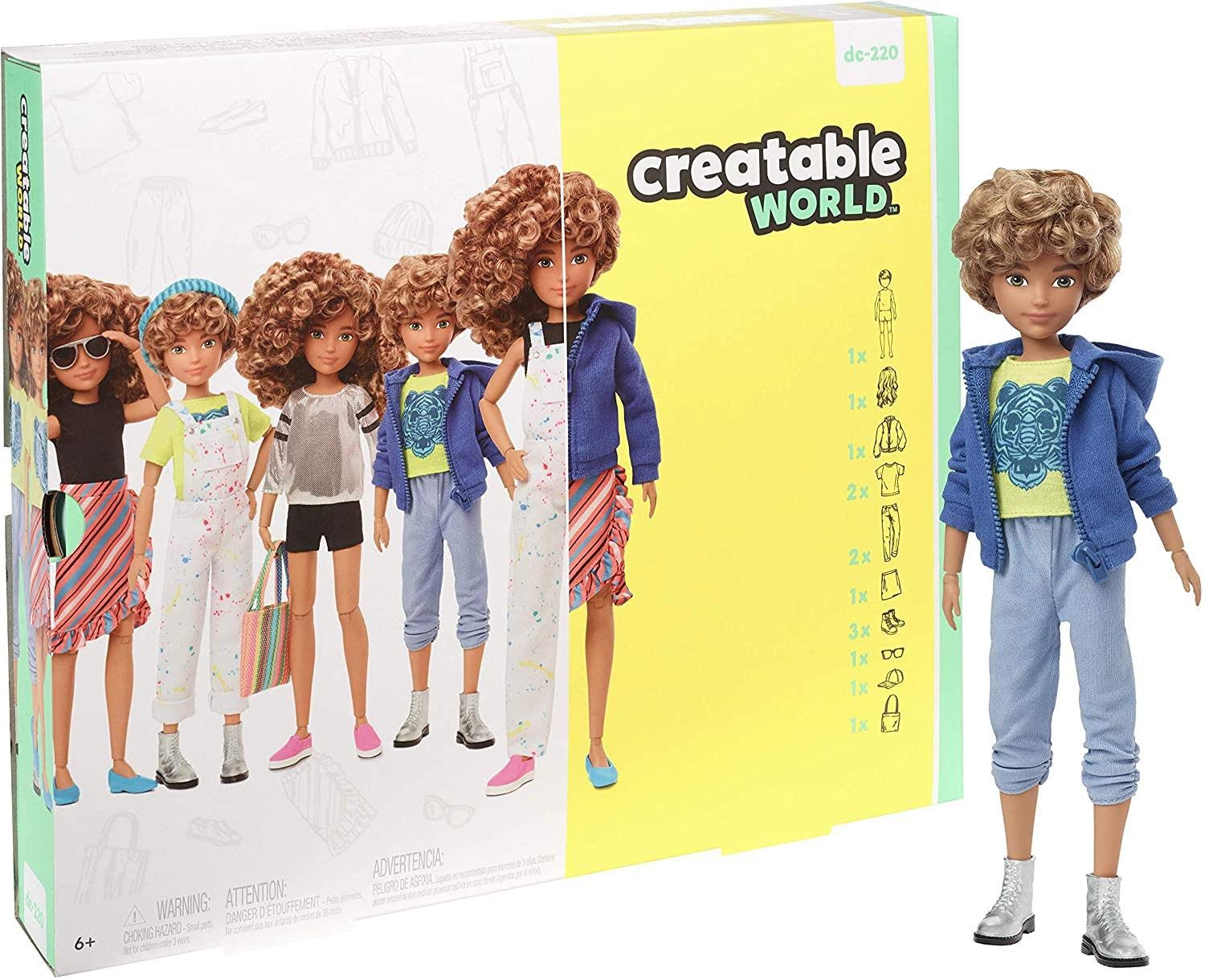 CREATABLE WORLD GGG56 Deluxe Character Kit Customisable Doll, Creative Play for All Kids 6 Years Old and Up, Blonde Curly Hair