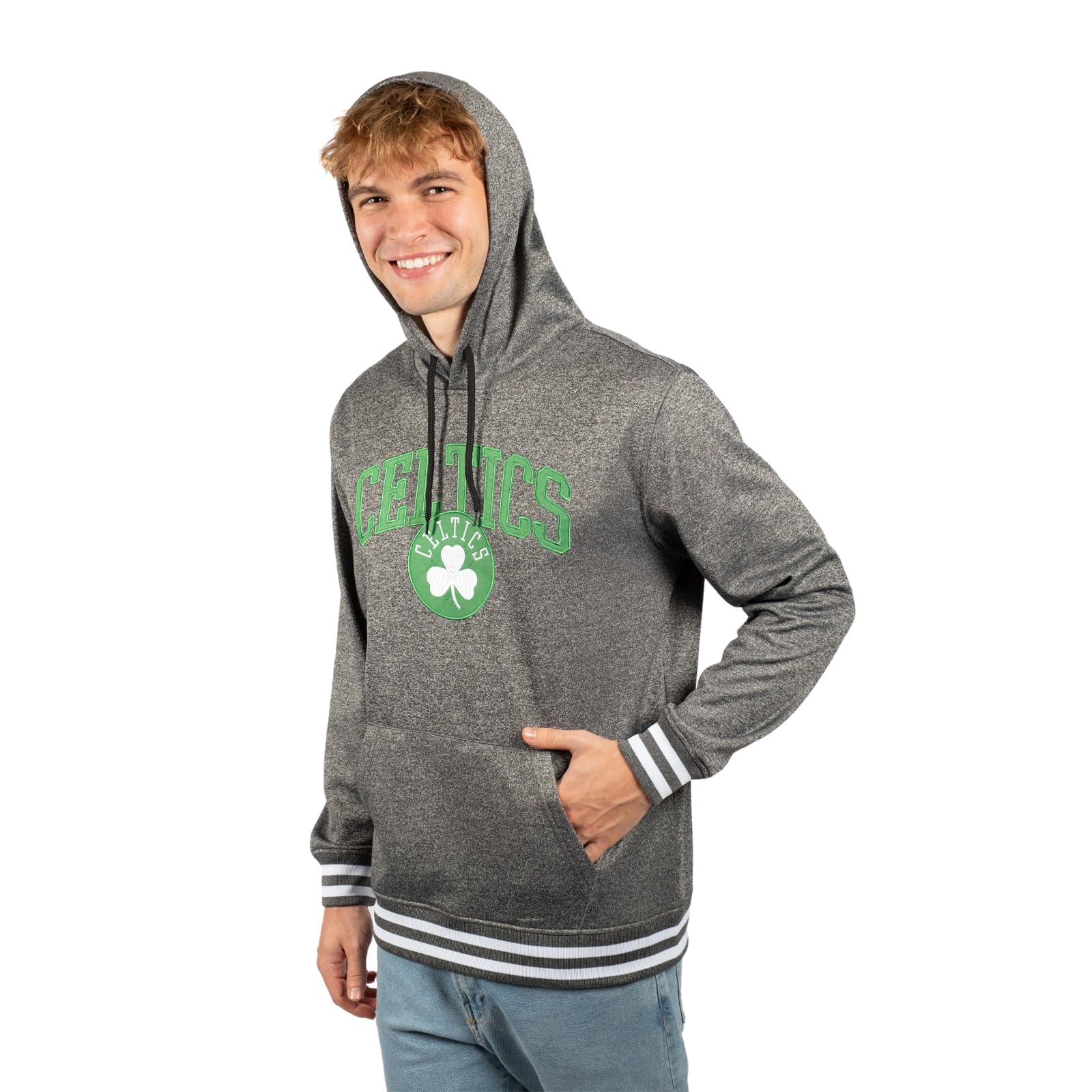 Ultra Game NBA Men's MVP Super Soft Pullover Hoodie Sweatshirt, Boston Celtics, Heather Charcoal, Small Image