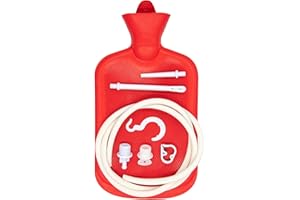 AOGSLONA Enema Bag Kit 2 Quart Enema Bag with 5ft Long Hose, Multi-Size Tips and Controllable Water Flow Clamp for Colon Cleanse Enemas (Red)