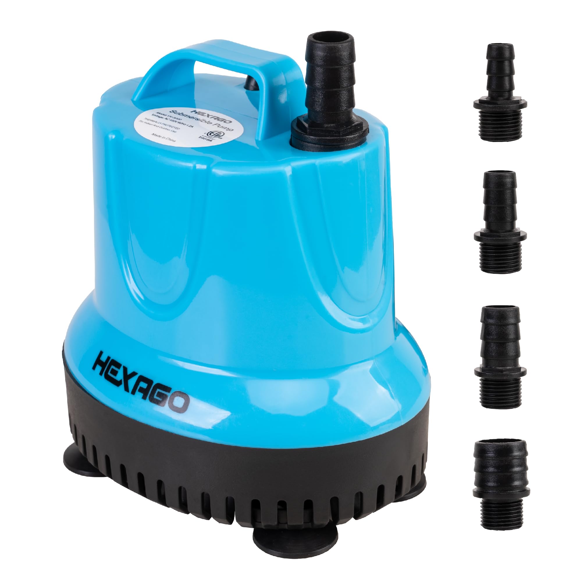 Hexago 580 GPH Submersible Water Pump – 60W Sump Pump with 9ft High Lift for Outdoor Ponds, Hydroponics, Statues, Waterfalls, Aquariums, and Fish Tanks
