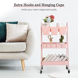 Danpinera 3-Tier Rolling Cart, Metal Storage Cart