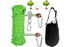 COOLYARD Dog Camping Essentials 50ft Portable Overhead Trolley System Pet Camping Leash for Dogs up to 200lbs Dog Runner for Yard
