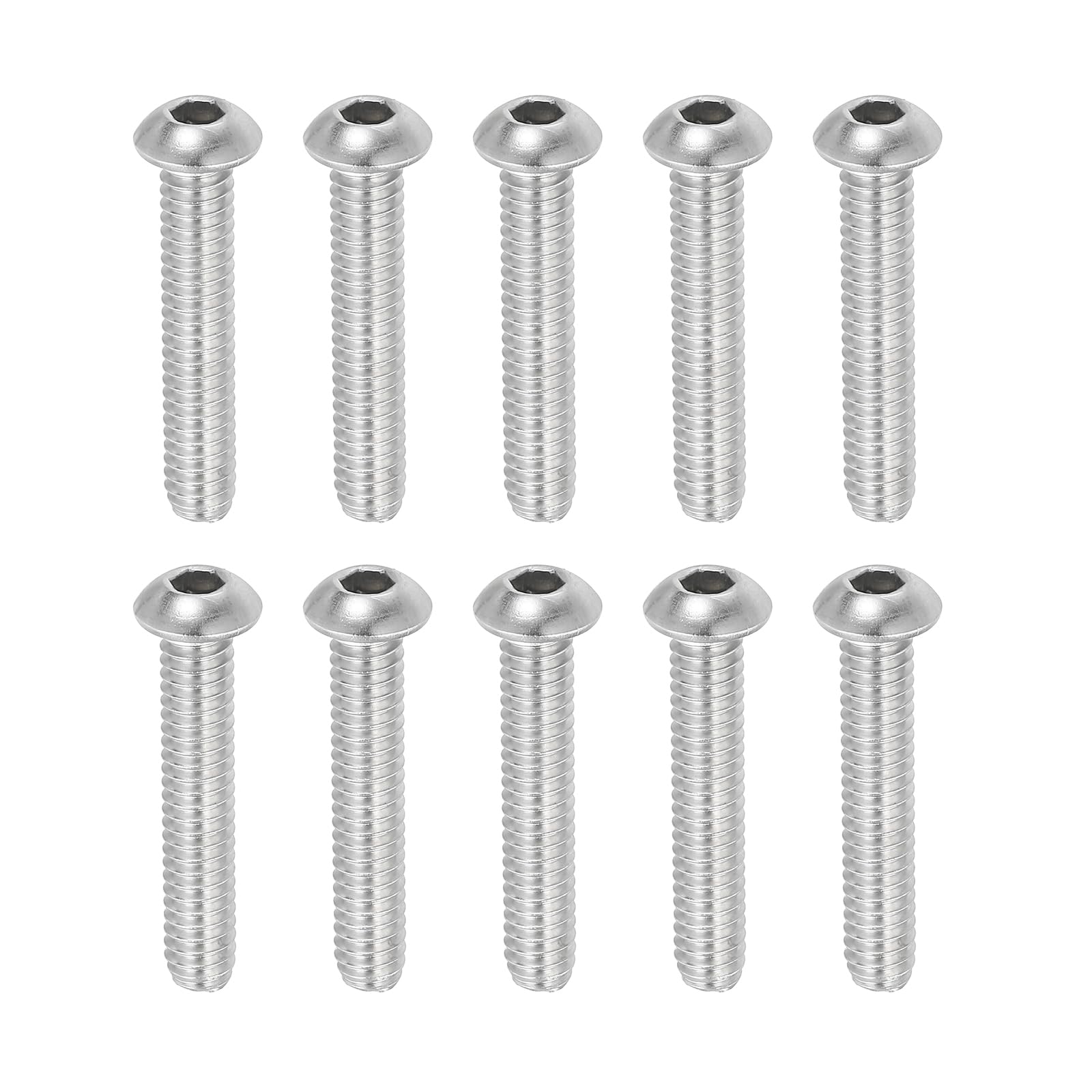 PATIKIL 1/4-20x1-3/8" Button Head Socket Cap Screws, 10 Pcs 304 Stainless Steel 18-8 Socket Cap Screw Bolts Allen Hex Drive Full Thread Fine Thread UNC