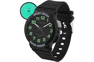 Juboos Kid's Analog Watch for Boys and Girls, Outdoor Sports 5 ATM/50 M Waterproof Childrens Watch with Light, Easy-to-Read Time Teaching Large Dial