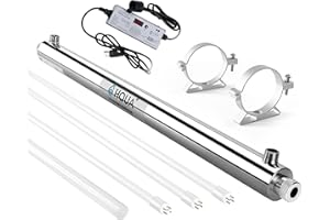 HQUA-OWS-12T Ultraviolet Water Purifier Sterilizer Filter for Whole House Water Purification,12GPM 40W Model HQUA-UV-12GPM + 2 Extra UV Tube,With Lamp Rated Life 365 Days