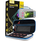 Orzly Case for Nintendo Switch Lite - Portable Travel Carry Case with Storage for Switch Lite Games and Accessories [Grey/Blue with a tint of Pink Special Edition]