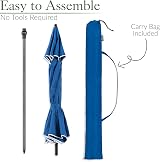 CHRISTOW 2m Blue Tilting Beach Parasol Umbrella UV Resistant Portable Garden view 7