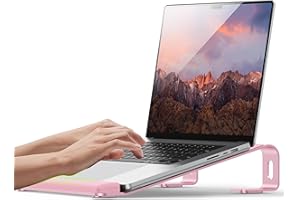 JCZT Aluminum Laptop Stand, Notebook Stand with Wrist Rest, Ergonomic Detachable Laptop Mount, Computer Stand Compatible with 10-17'' All Laptops Such as MacBook Air Pro/HP/Dell/Lenovo, Pink