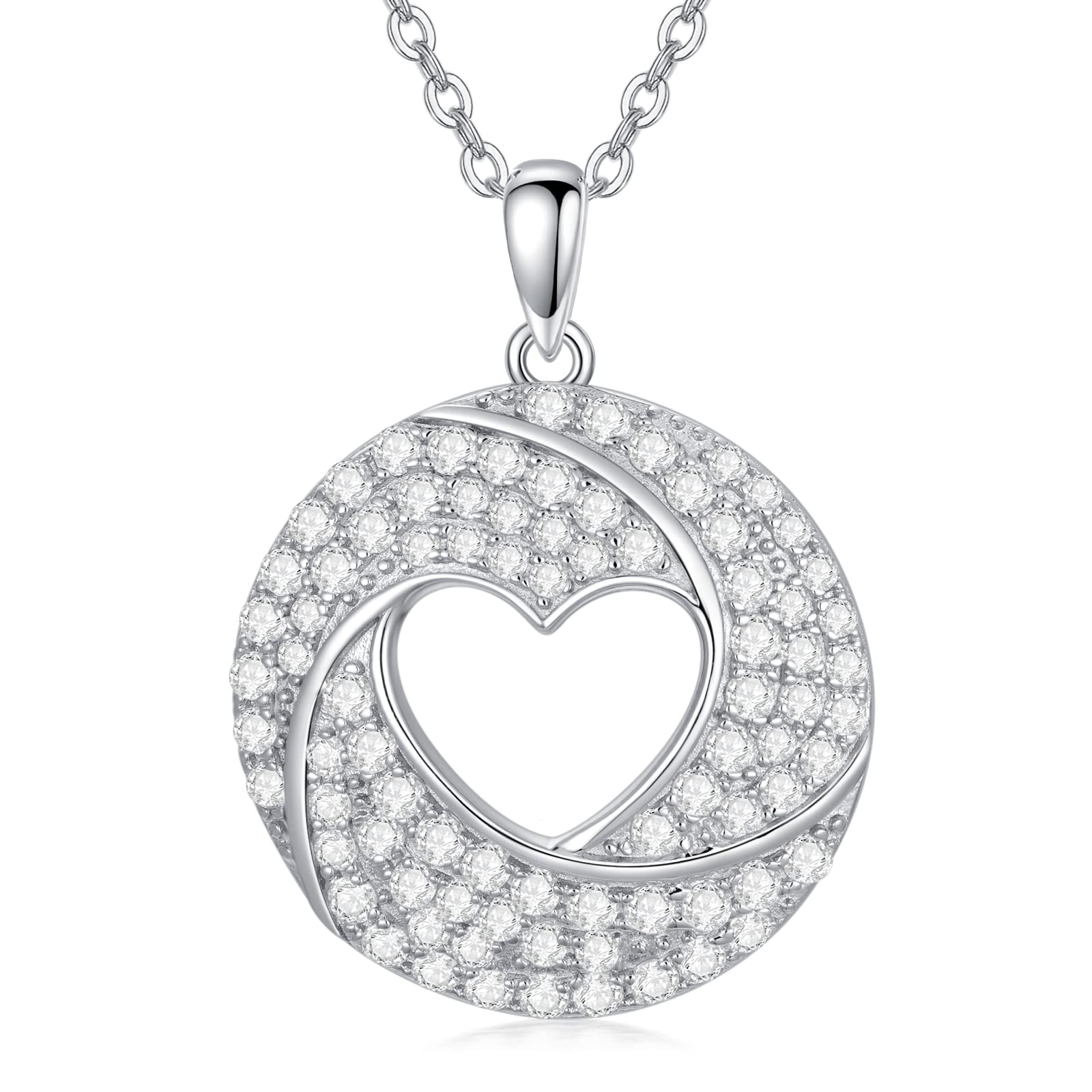 ONEFINITY Heart Pendant Necklace for Women 925 Sterling Silver Cubic Zircon Love You Forever Jewelry Gift