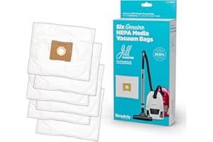 SIMPLICITYVACUUMS Simplicity Vacuums SZH-6 Jill Canister Vacuum Replacement Bags with Certified Hepa Media, Fits with Simplicity Jill, Jack, and Snap Bagged Vacuum Canister Models, Type Z Bags, 6-pack Set
