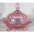 Covered Candy Dish - 3-Footed - Klondyke Pattern - American Made - Mosser Glass USA (Passion Pink)