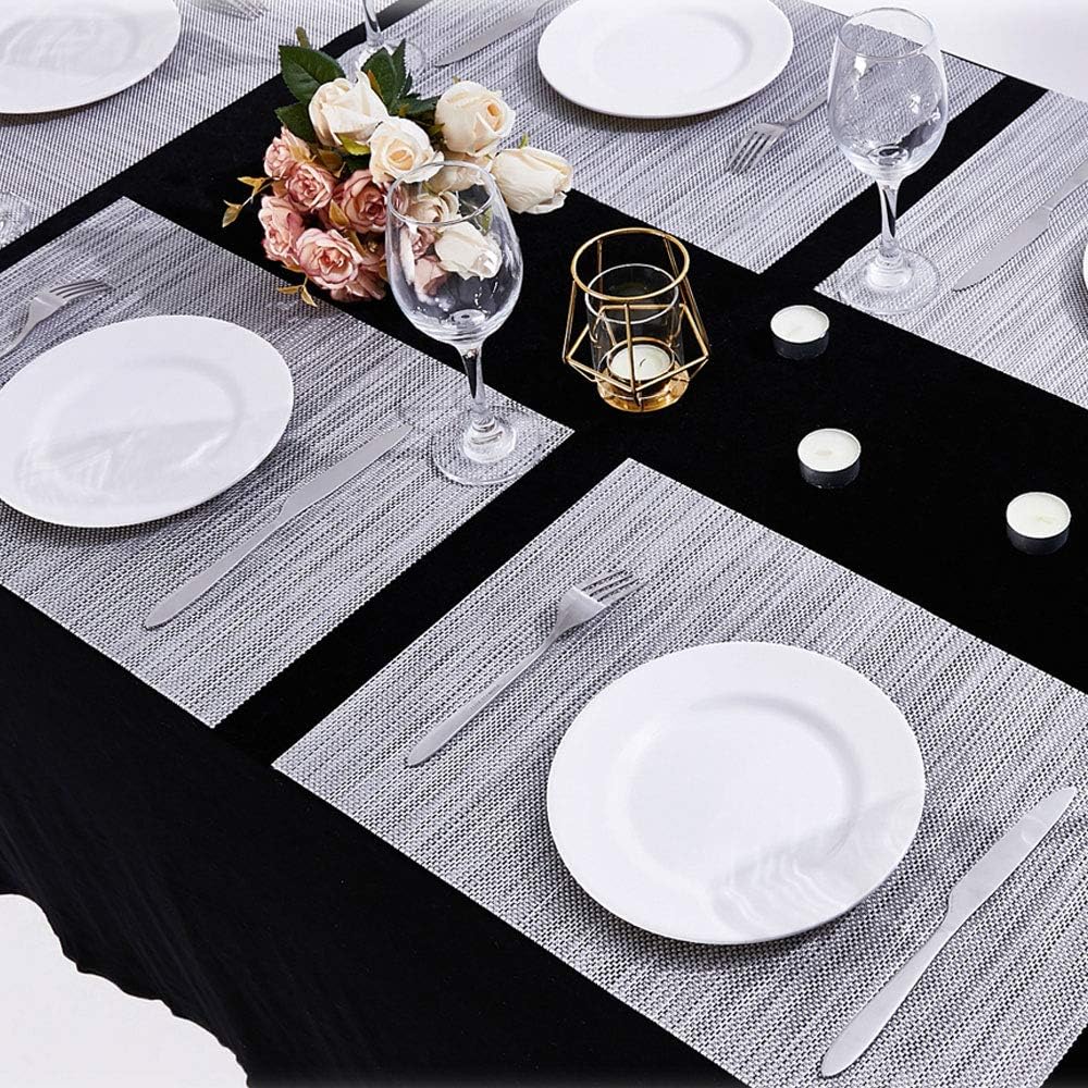 Placemats Place Mat Gray Table Mats Set of 6 Non Slip Easy to Clean Wipeable Crossweave Woven Vinyl Washable Place Mats for Dining Kitchen Restaurant Table: Home & Kitchen