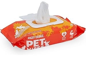Angry Orange Unscented Pet Wipes - Hypoallergenic & Fragrance-Free With Aloe & Chamomile - Thick Grooming Wipes for Paws, Fur, Butt - Safe for Dogs & Cats, Gentle for Sensitive Skin - 80 Count, 1 Pack