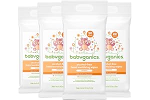 Babyganics Alcohol-Free Hand Sanitizing Wipes, Mandarin, Kills 99.9% of Common Bacteria, Moisturizing, 80 ct (20 count, 4 pack), Packaging May Vary