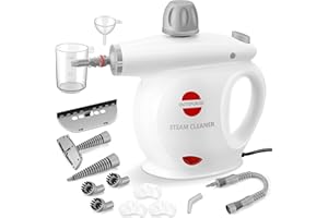 Outspurge Handheld Steam Cleaner, Pressurized Multi-Surface Steam Shot with 13 Accessories, Safety Lock, Steamer for Cleaning Floor, Upholstery, Grout, Windows, Couch and Car, White