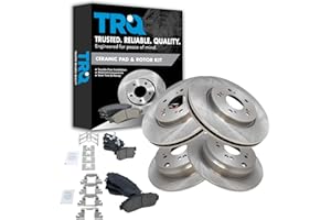 TRQ Front and Rear Brake Pad & Rotor Kit Brake Pads Brake Rotor Ceramic Compatible with 2010-2012 Acura RDX 2007-2011 Honda CR-V