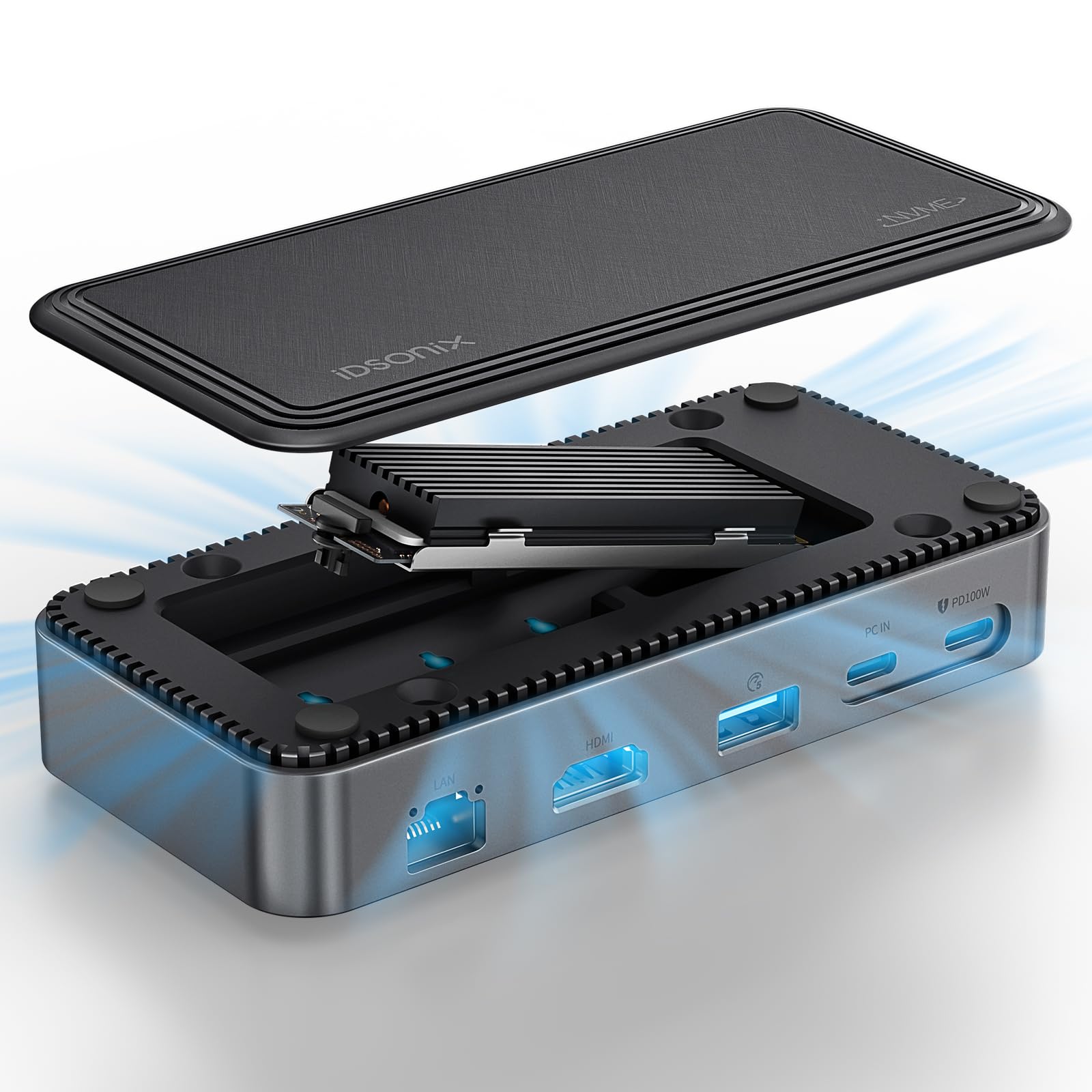 Photo 1 of iDsonix USB-C Hub with M.2 NVMe SSD Enclosure, 10-in-1 USB-C Docking Station - 10Gbps Speed, HDMI 4K, 1000M Ethernet, PD 100W, Multi-Port Adapter for MacBook Air/Pro Laptop