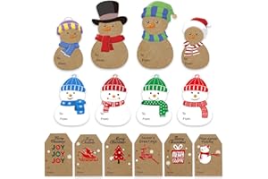 NDAKTER Christmas Gift Tags Stickers, Self-Adhesive Christmas Name Tags, Christmas Labels for Presents, Holiday Cute Kraft Xmas Stickers for Gifts Boxes, Wrapping Paper，Envelope，Cards, Letters