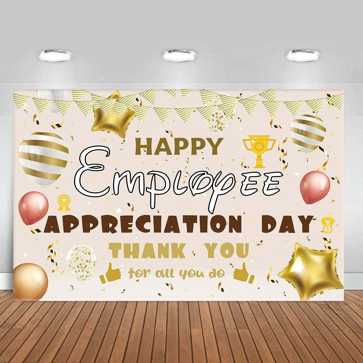 Photo 1 of ++2 pcs++5x3FT We Appreciate Employee Banner Backdrop,Thank You & Appreciation Decorations for Employees Backdrop,Office Celebration Poster Background Photo Booth Props Decor