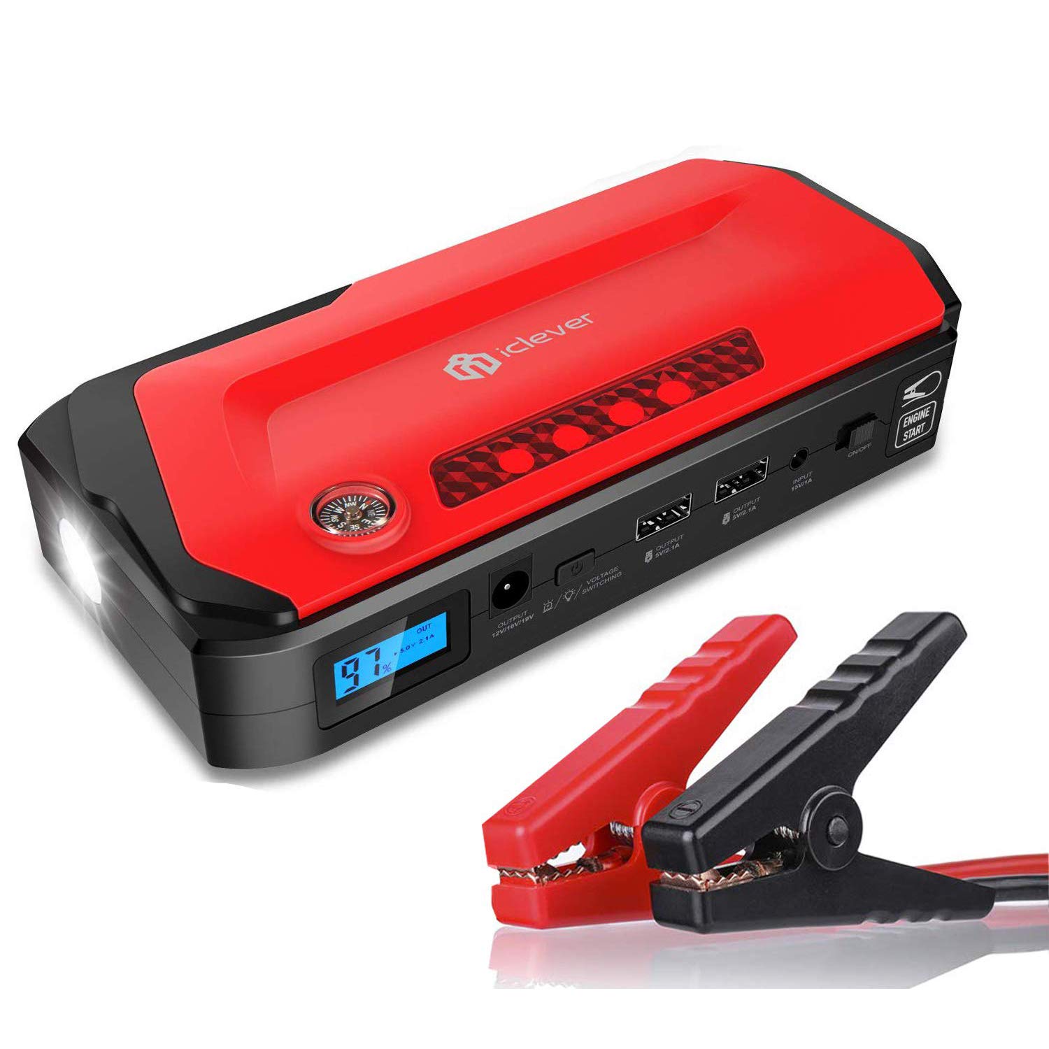 iClever 800A 18000mAh Portable Car Jump Starter Boost Engine External