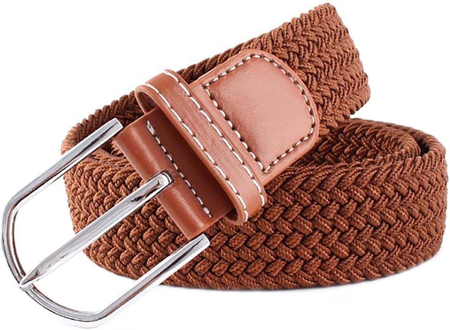 MESHIKAIER Pure Color Unisex Elastic Fabric Braided Stretch Belt Casual