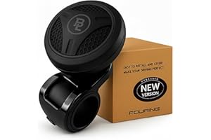 Fouring BL Steering Wheel Knob Spinner - Universal Non-Slip Fit, ABS & Premium Silicone and High Gloss Chrome Plated Finish S