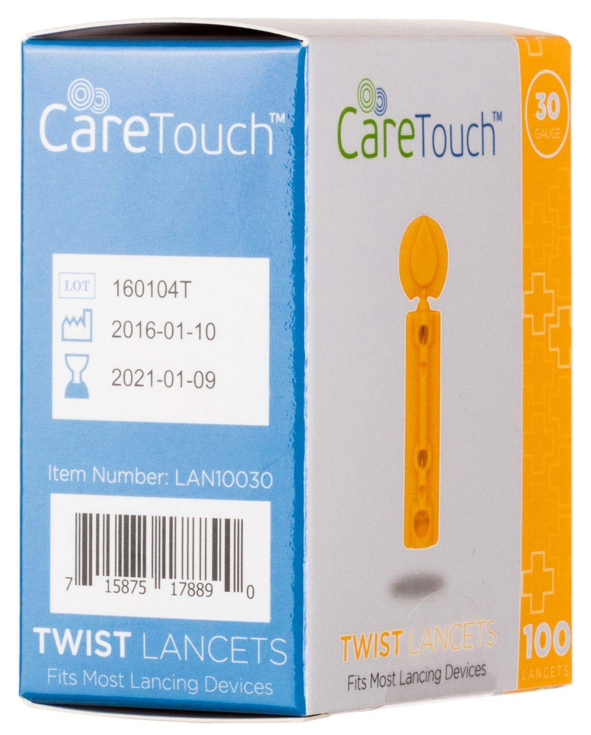 Care Touch Twist Top Lancets 30 Gauge, 100 Lancets, Shape, (Pack of 100)