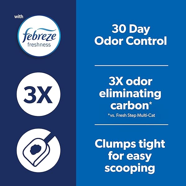 FRESH STEP CLUMPING CAT LITTER, HEAVY DUTY ADVANCED, LONG LASTING 30-DAY ODOR CONTROL WITH ODOR ELIMINATING CARBON, 17.5 LB