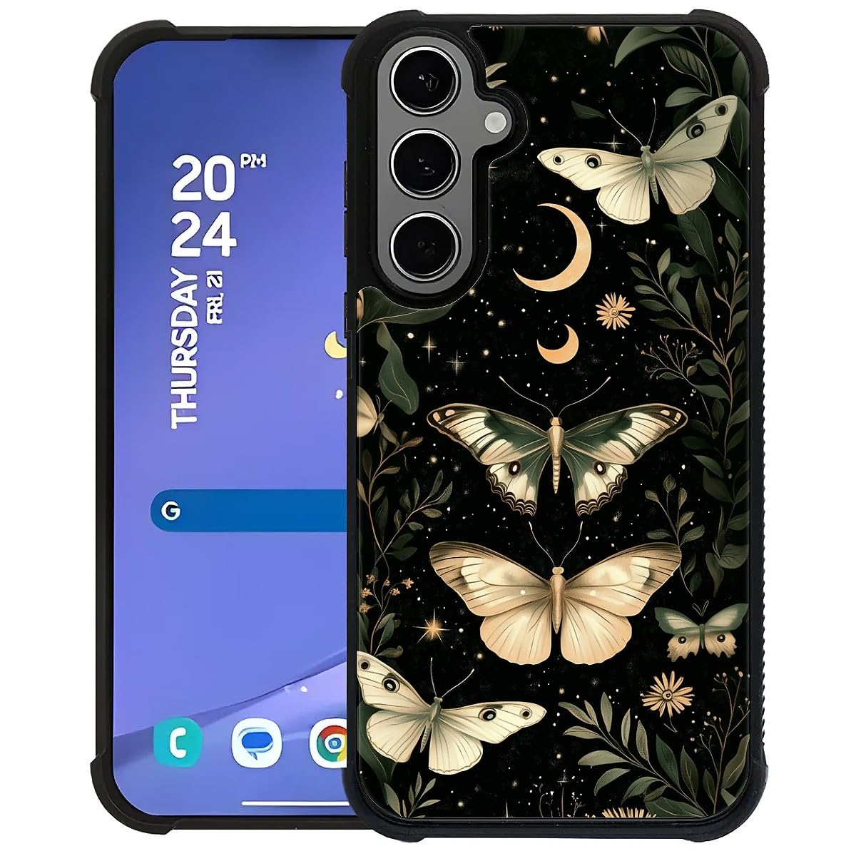 CARLOCA Case for Samsung Galaxy S24 Plus S25 Plus,Gothic Dark Butterfly for Men Woman,Shockproof Anti-Scratch Soft TPU Pattern Design