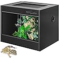 REPTI ZOO 34 Gallon PVC Reptile Terrarium, 24x18x18” Leopard Gecko Tanks with Glass Sliding Door & Top Screen Ventilation, Reptile Enclosure for Bearded Dragon Hermit Crab