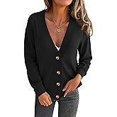 LOMON Women's Button Down Cardigan Sweaters Fall Long Sleeve Open Front Soft Cardigan Casual Loose Knit Coat Outerwear