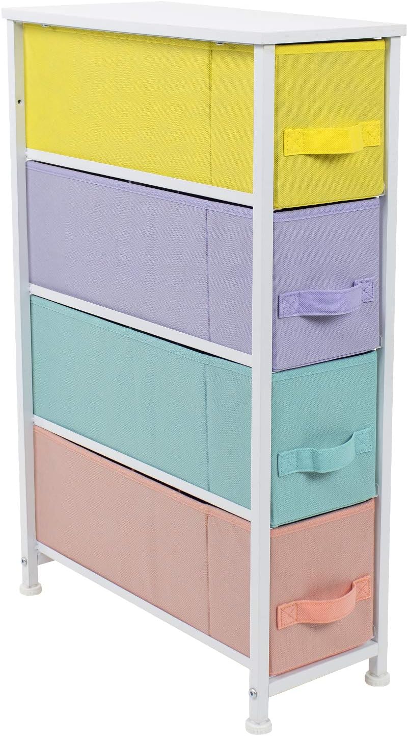 laundry table with storage on Amazon Com Sorbus Narrow Dresser Tower With 4 Drawers Vertical Storage For Bedroom Bathroom Laundry Closets And More Steel Frame Wood Top Easy Pull Fabric Bins Pastel Home Kitchen