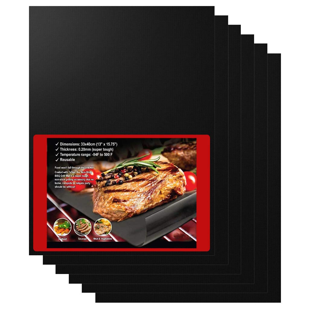 6 Pack Oven Liners Oven Mats for Bottom of Oven, 16x13inch BBQ Liners BBQ Grill Mats Reusable Non-Stick Teflon Baking Oven Mats Barbecue Grill Sheets for Gas Charcoal Grill, BPA Free