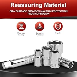 Egofine 34 Pieces 3/8 inch Drive Socket Ratchet