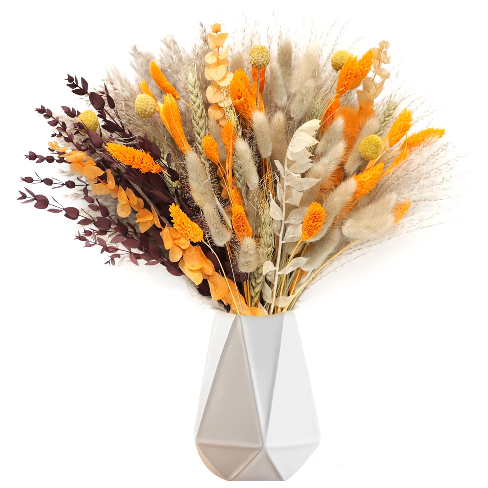 105 PCS Fall Decor Autumn Decorations for Home Decor Fluffy Dried Flower Bouquet Table Boho Natural Flowers Dried Bunny Tails for Living room Decor Wedding Arrangement